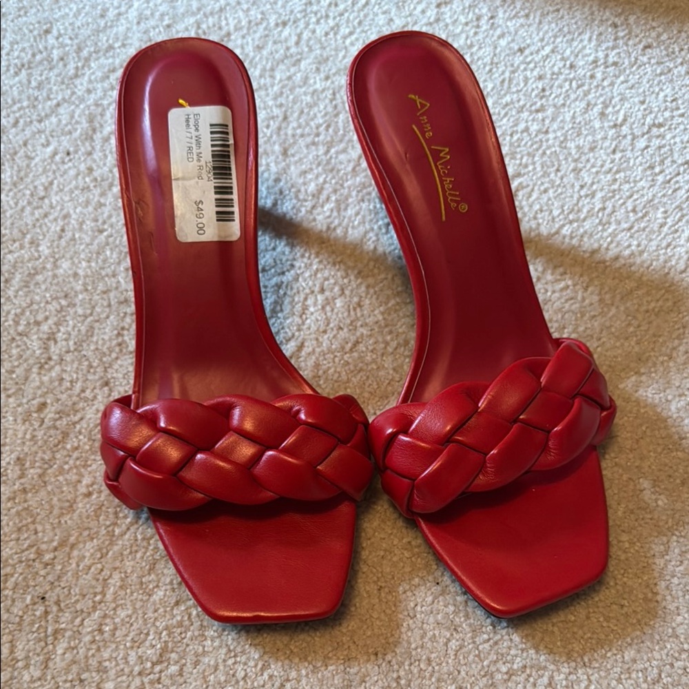 Anne Michelle Red Braided Mules